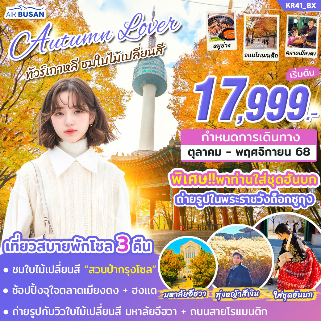 ทัวร์เกาหลี AUTUMN LOVER  5วัน 3คืน (BX)