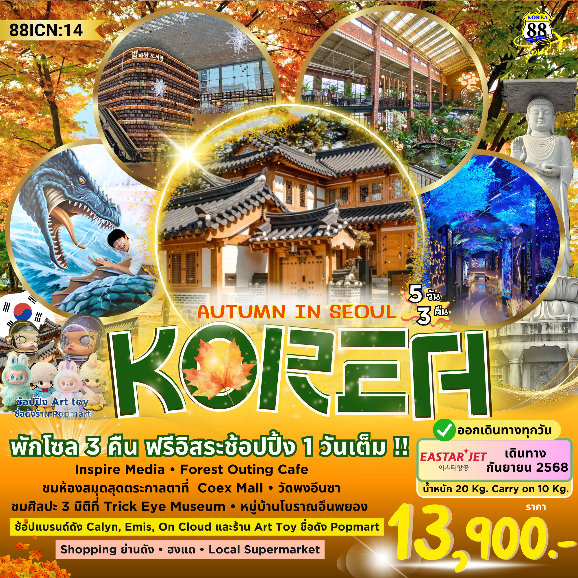 ทัวร์เกาหลี AUTUMN IN SEOUL 5วัน 3คืน (ZE)