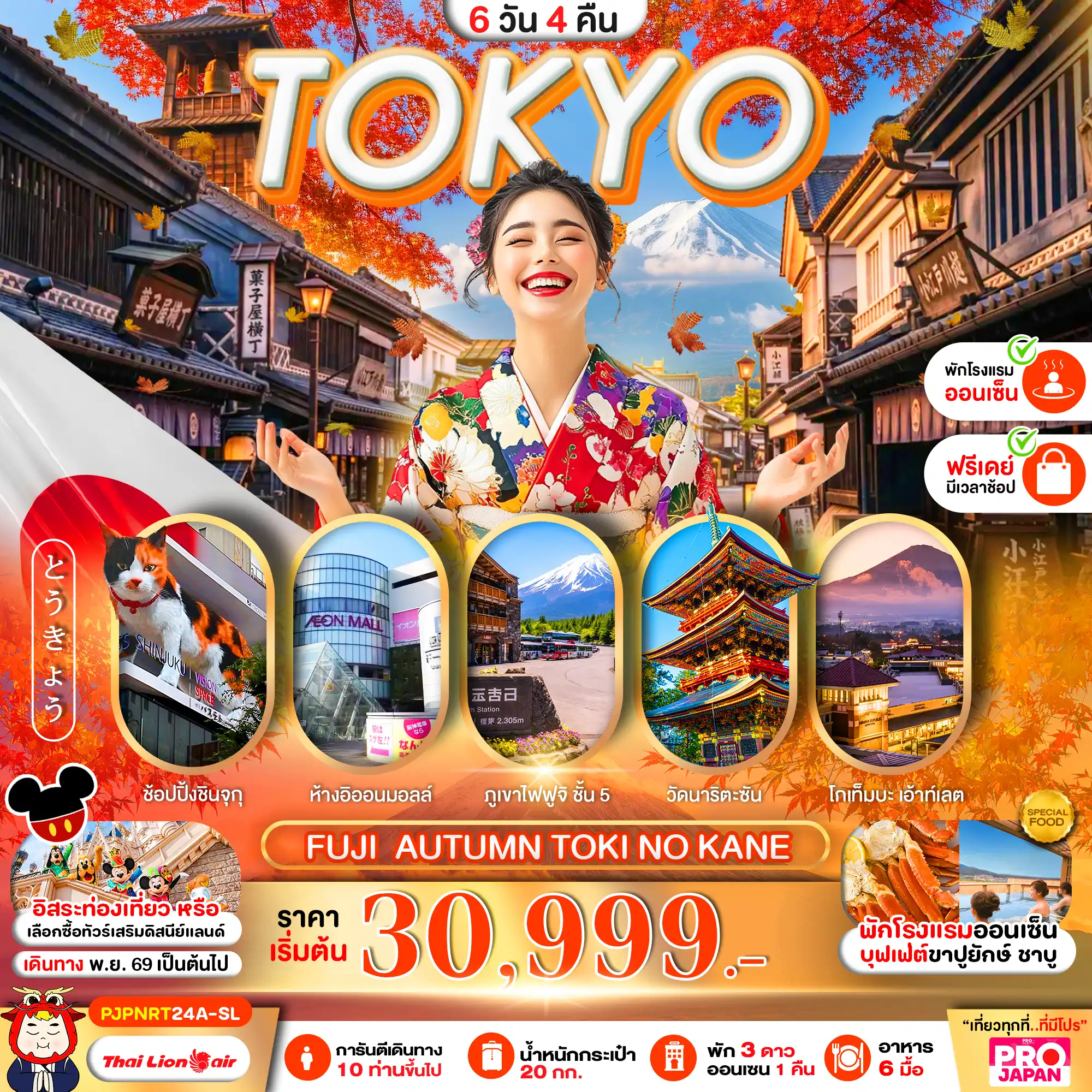 ทัวร์ญี่ปุ่น TOKYO FUJI AUTUMN TOKI NO KANE FREE DAY 6วัน 4คืน